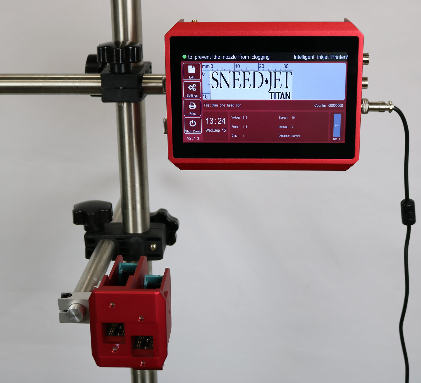 SNEED-JET Titan 21 Printer for Inkjet Coding One Inch Tall Date / Lot / Batch Codes.