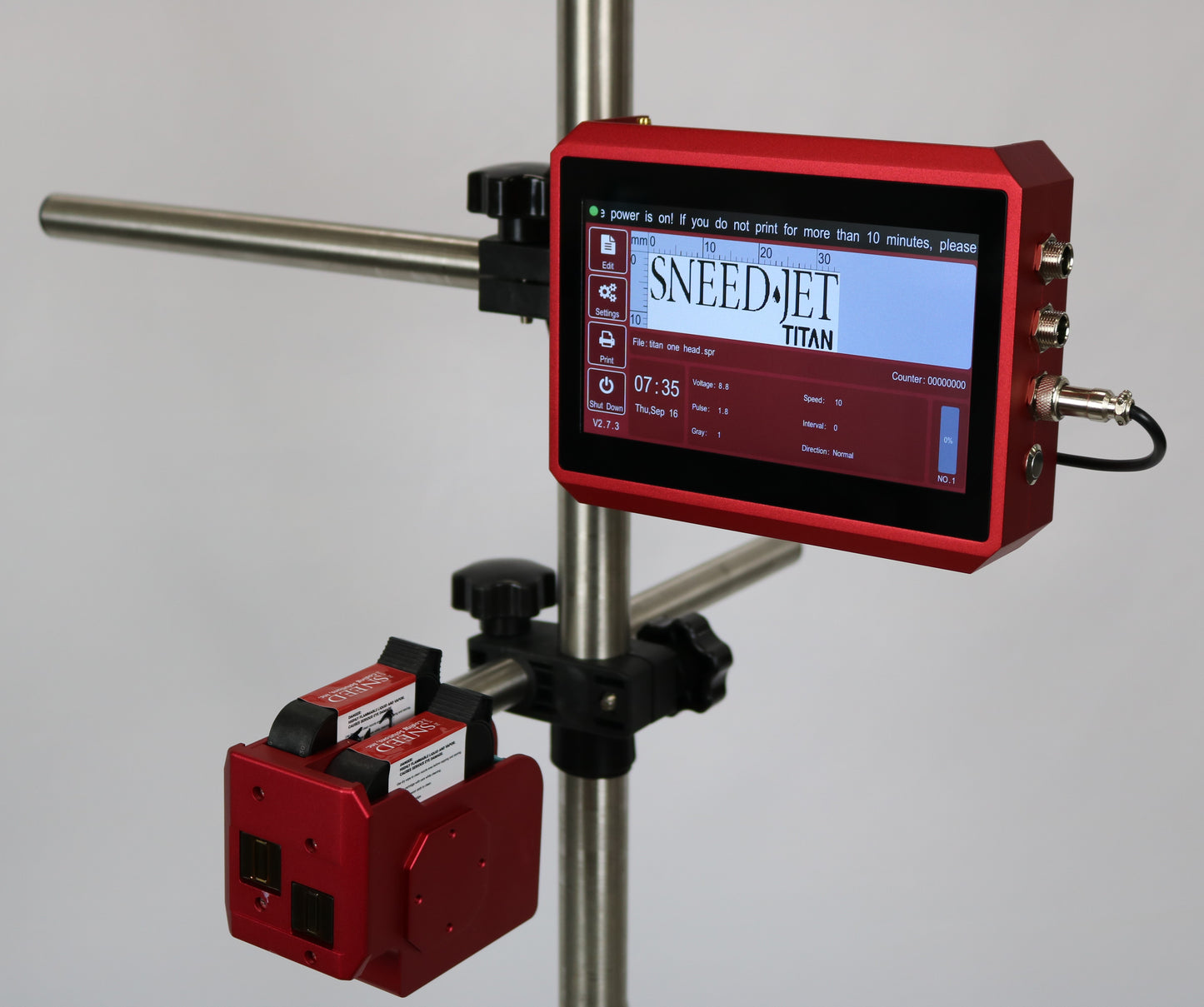 SNEED-JET Titan 21 Printer for Inkjet Coding One Inch Tall Date / Lot / Batch Codes.