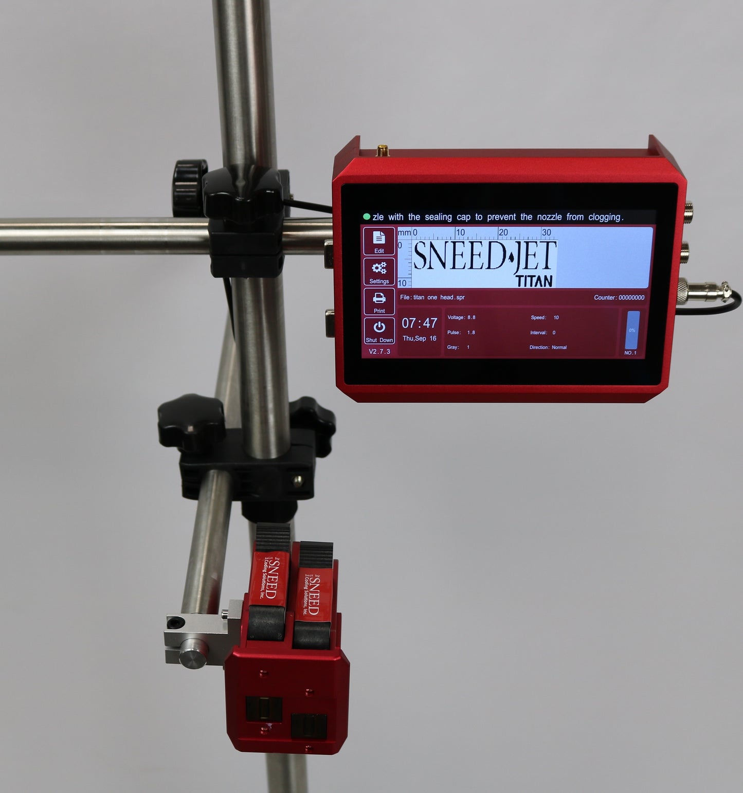 SNEED-JET Titan 21 Printer for Inkjet Coding One Inch Tall Date / Lot / Batch Codes.