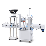 Front view of SNEED-PACK Production Line T-Corking Capping Machine with Feeder