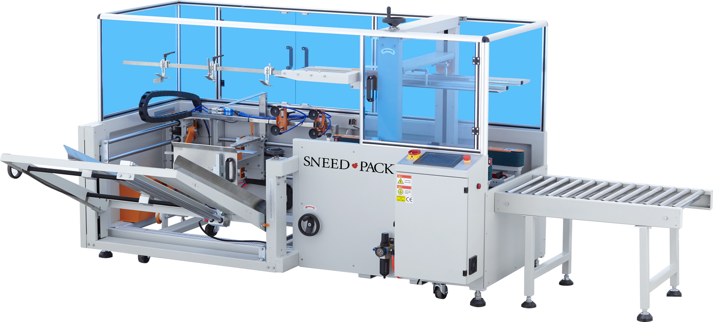 Angled front
 view of SNEED-PACK CE-40 High Speed Case Erector