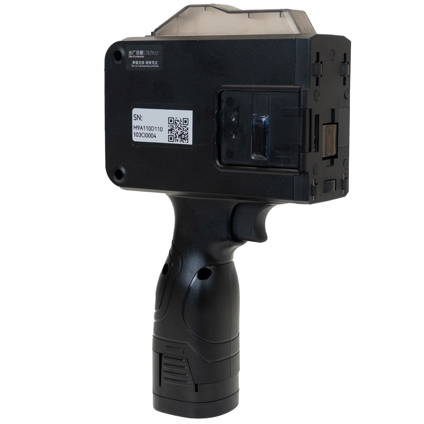 Back view of the SNEED-JET Titan T9 handheld thermal inkjet printer