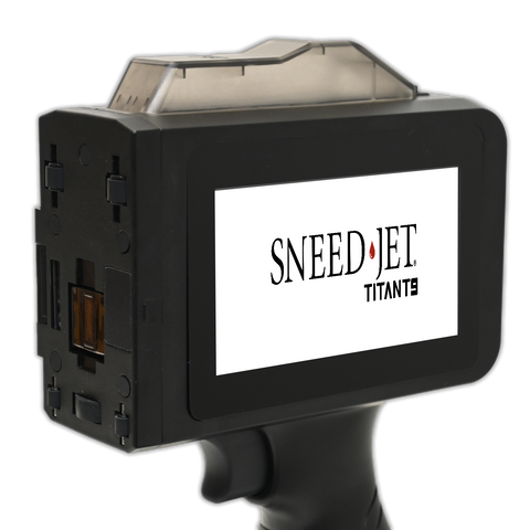 SNEED-JET Titan T9 handheld thermal inkjet printer for printing date codes, lot numbers, and barcodes on packaging