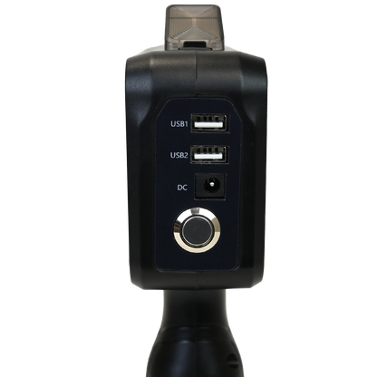 Side view of the SNEED-JET Titan T9 handheld printer showing USB ports and power connection