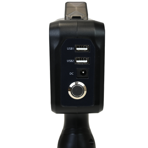 Side view of the SNEED-JET Titan T9 handheld printer showing USB ports and power connection