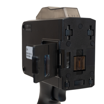 Side angled close-up of the SNEED-JET Titan T9 handheld printer printhead and cartridge access