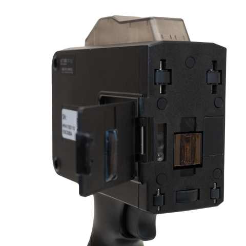 Side angled close-up of the SNEED-JET Titan T9 handheld printer printhead and cartridge access