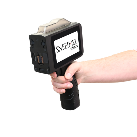 SNEED-JET® Titan T9 Handheld printer shown held in hand. 