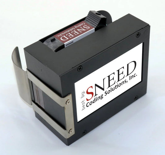 SNEED Freedom handheld thermal inkjet printer with ink cartridge installed, shown on a white studio background