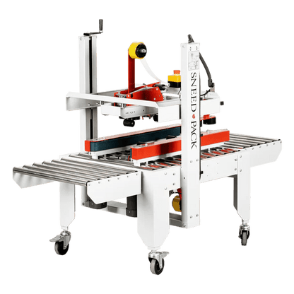 Angled front view of SNEED-PACK Side Belt Case sealer 
