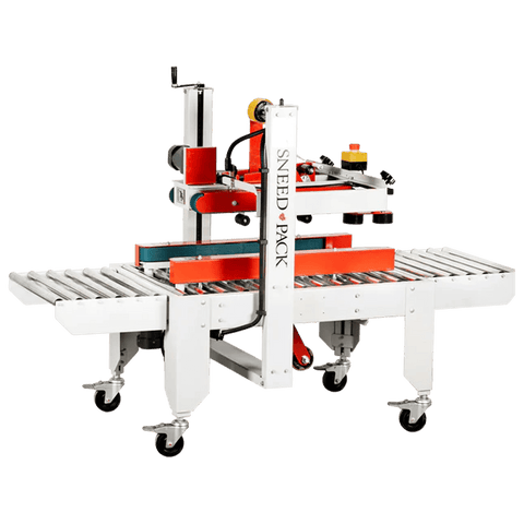 Angled front view of SNEED-PACK Top & Side Belt Case sealer 