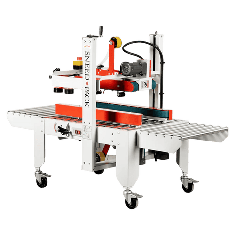 Angled front view of SNEED-PACK Top & Side Belt Case sealer 