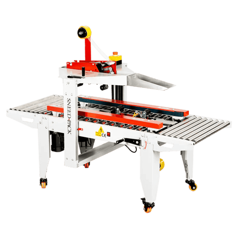 Angled side view of SNEED-PACK Case sealer for extra small boxes.