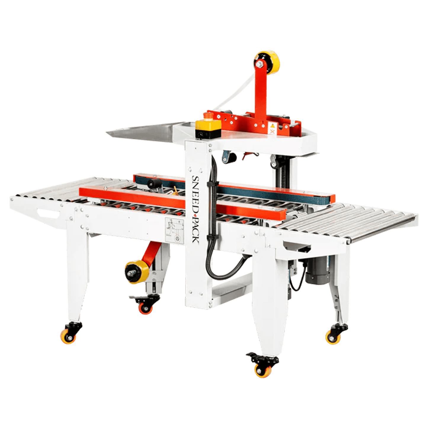 Angled side view of SNEED-PACK Case sealer for extra small boxes.