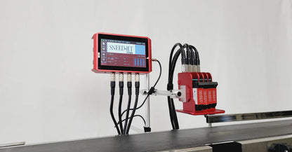 SNEED-JET Titan thermal inkjet printer with multi-head controller mounted above conveyor