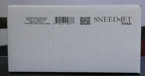 Close-up of a corrugated box printed with lot number, best-if-used-by date, barcode, and QR code using the SNEED-JET Titan