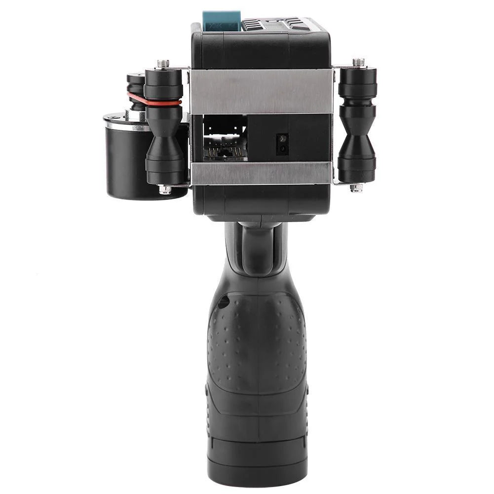 Back view of SNEED handheld thermal inkjet printer highlighting roller system and rear housing